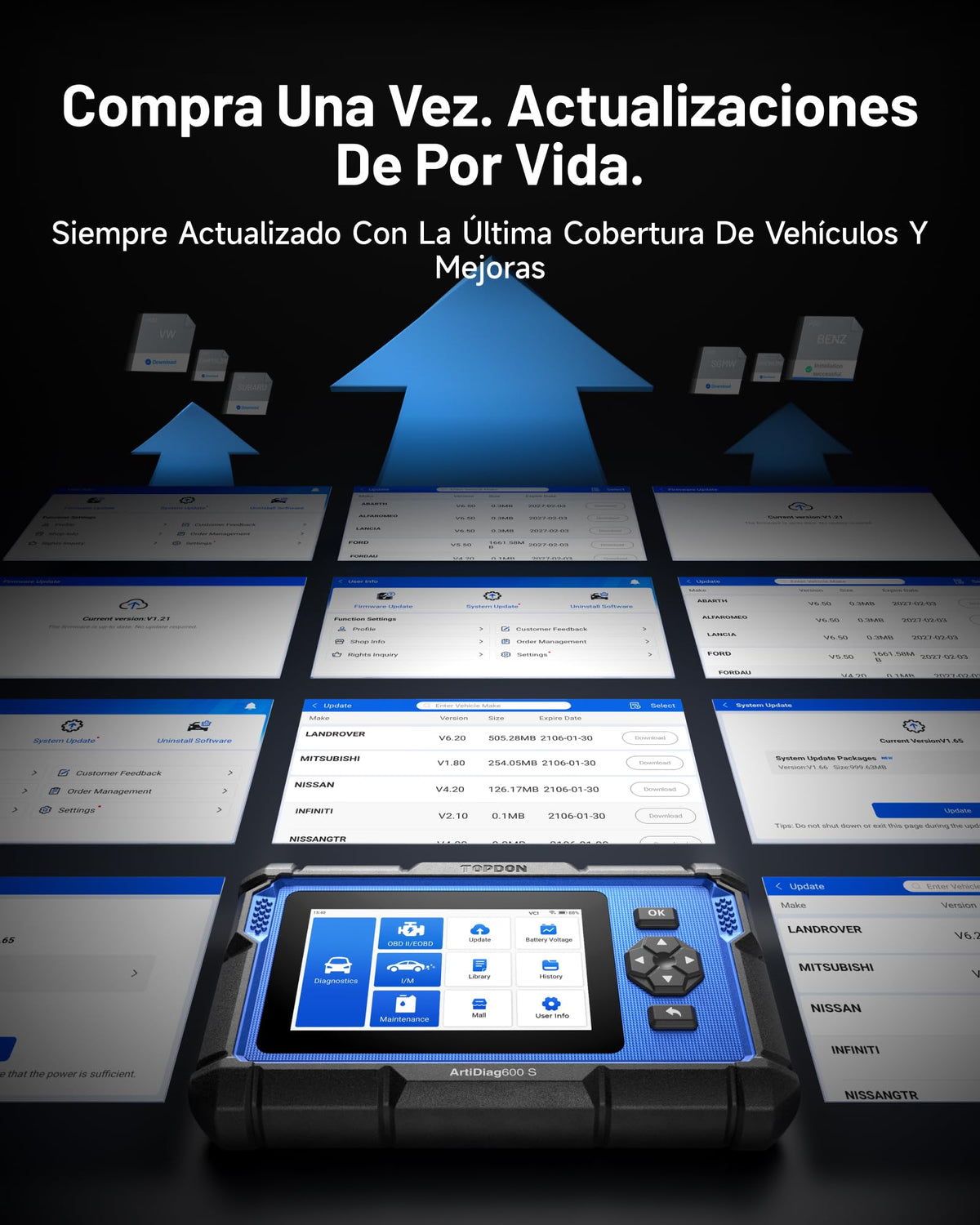 TOPDON AD600S obd2 Diagnosis con 4 Sistemas y 9 Funciones de Reinicio