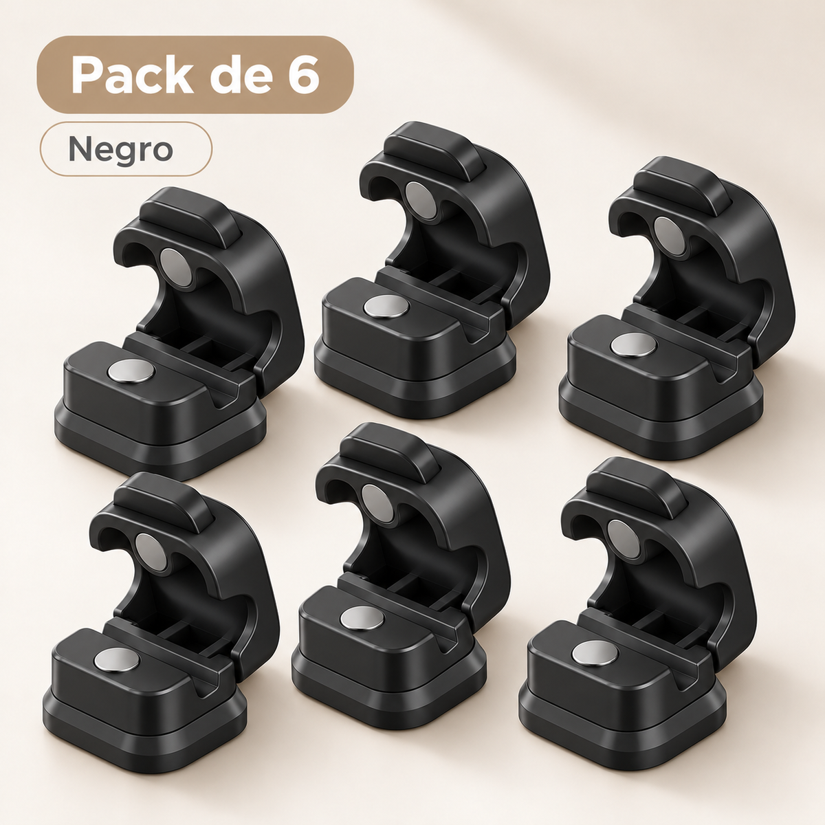 Organizador Magnético de Cables Adhesivo | Pack de 6 Unidades