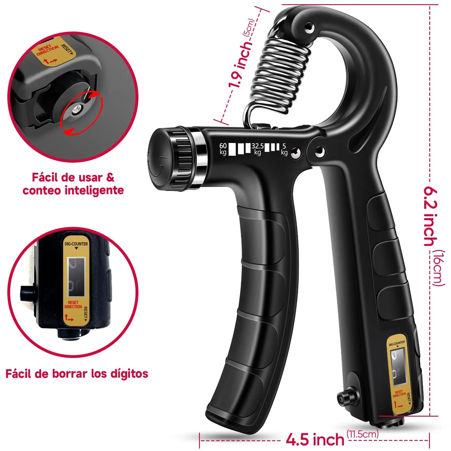 Kit de Entrenamiento para Fortalecer Agarre FitBeast 5 Piezas, 2 Resistencia Ajustable para Antebrazo, Estirador de Dedos, Anillo de Agarre y Bola de Alivio Estrés para Atletas FitBeast