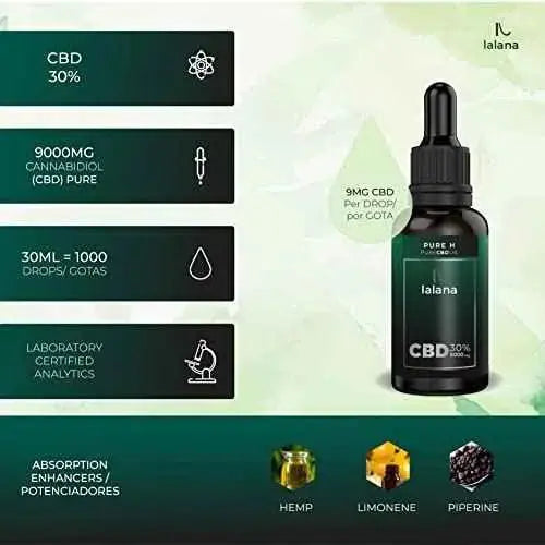 LALANA CBD Oil - PURE H Aceite cañamo con 30% CBD | 30ml | 9000 mg de CBD | Aceite cannabidiol orgánico, limoneno y piperina | 0% THC. Aparatos para el cuidado personal LALANA OIL Aparatos para el cuidado personal, LALANA OIL, Líquidos para aumentar la humedad SacrificioShop sacrificioshop.com Spain A Coruña B09WB3RXFS 34.70 LALANA CBD Oil - PURE H Aceite cañamo con 30% CBD | 30ml | 9000 mg de CBD | Aceite cannabidiol orgánico, limoneno y piperina | 0% THC. - Default Title
