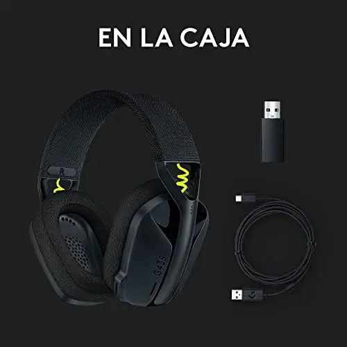Logitech G G435 Auriculares Inalámbricos LIGHTSPEED para Gaming, Ligeros, micrófono integrado, Batería de 18 horas, Compatibles con Dolby Atmos, Bluetooth, PC, PS4, PS5, Móvil, Nintendo Switch - Negro Logitech G