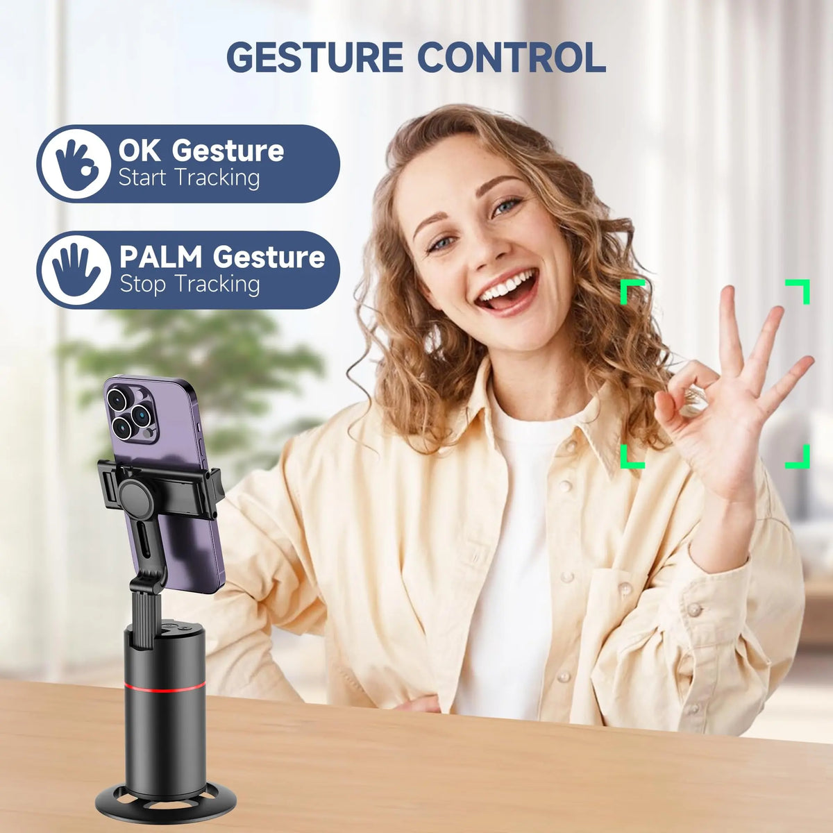 Trípode para Smartphone, Extensible, Soporte para teléfono móvil con función de Seguimiento de 360° de la Cara y Mando a Distancia, no Requiere aplicación - SacrificioShop