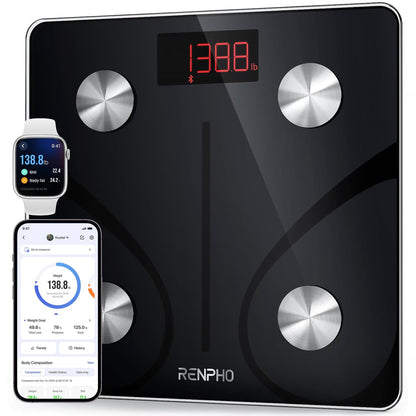 Báscula de Baño Digital Grasa Corporal, RENPHO Balanza Bluetooth Inteligente con App, Bascula Electrónica Analógica Monitores con Análisis Corporal