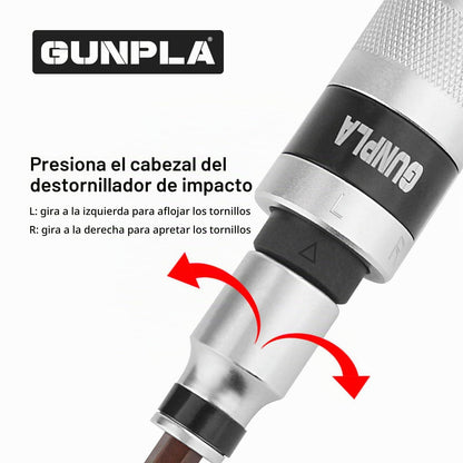 Gunpla Juego de 14 destornilladores de impacto, destornillador de impacto manual de aleación de acero 40CR de grado industrial con destornillador hexagonal ranurado Phillips, adaptador de trinquete