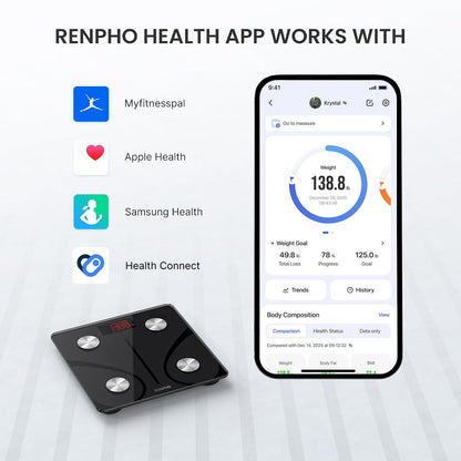 Báscula de Baño Digital Grasa Corporal, RENPHO Balanza Bluetooth Inteligente con App, Bascula Electrónica Analógica Monitores con Análisis Corporal