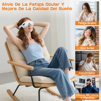 XJUGEZ Masajeador de Ojos con Calor, Compresión＆Música, Masajeador Facial Eléctrico para Relajar los Ojos, Aliviar la Fatiga Visual y la Sequedad Ocular