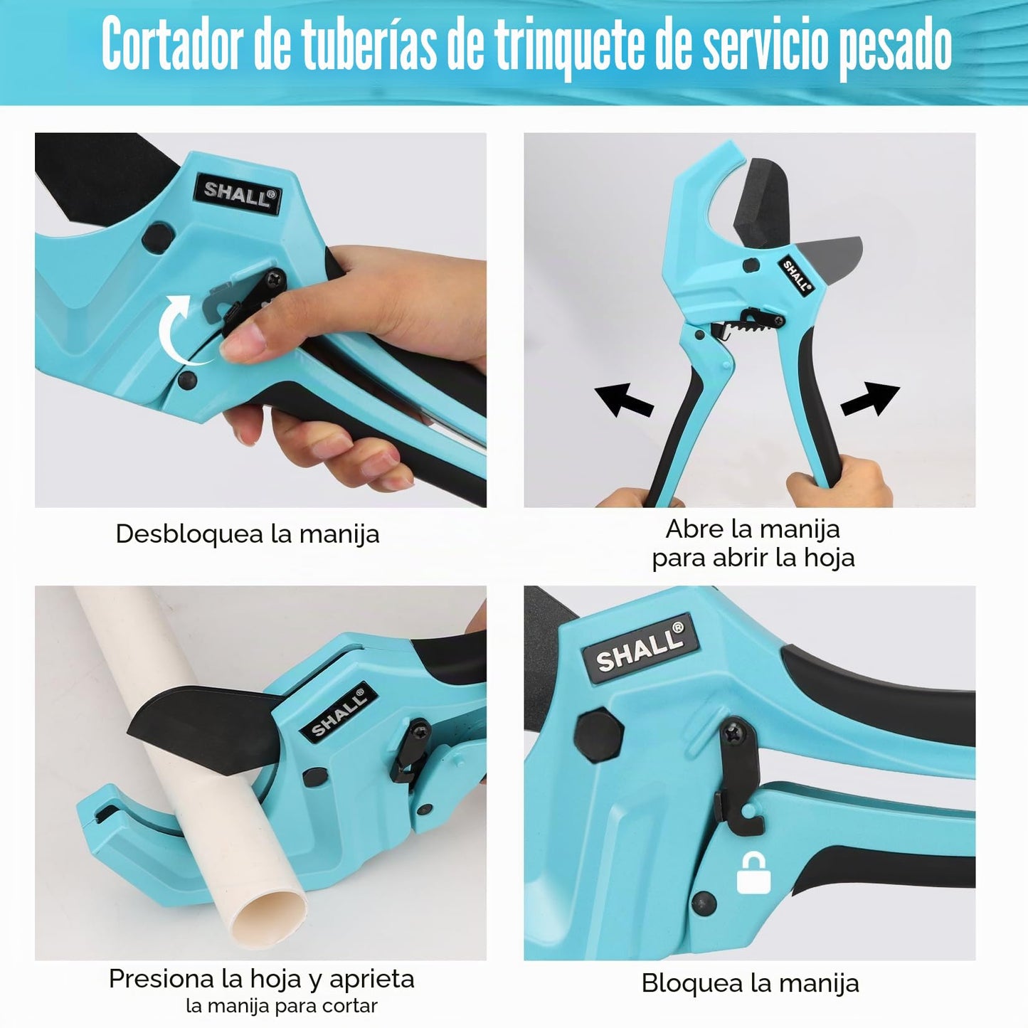 SHALL Cortador de tubos de plástico de 2,5"(63 mm), cortador de PVC