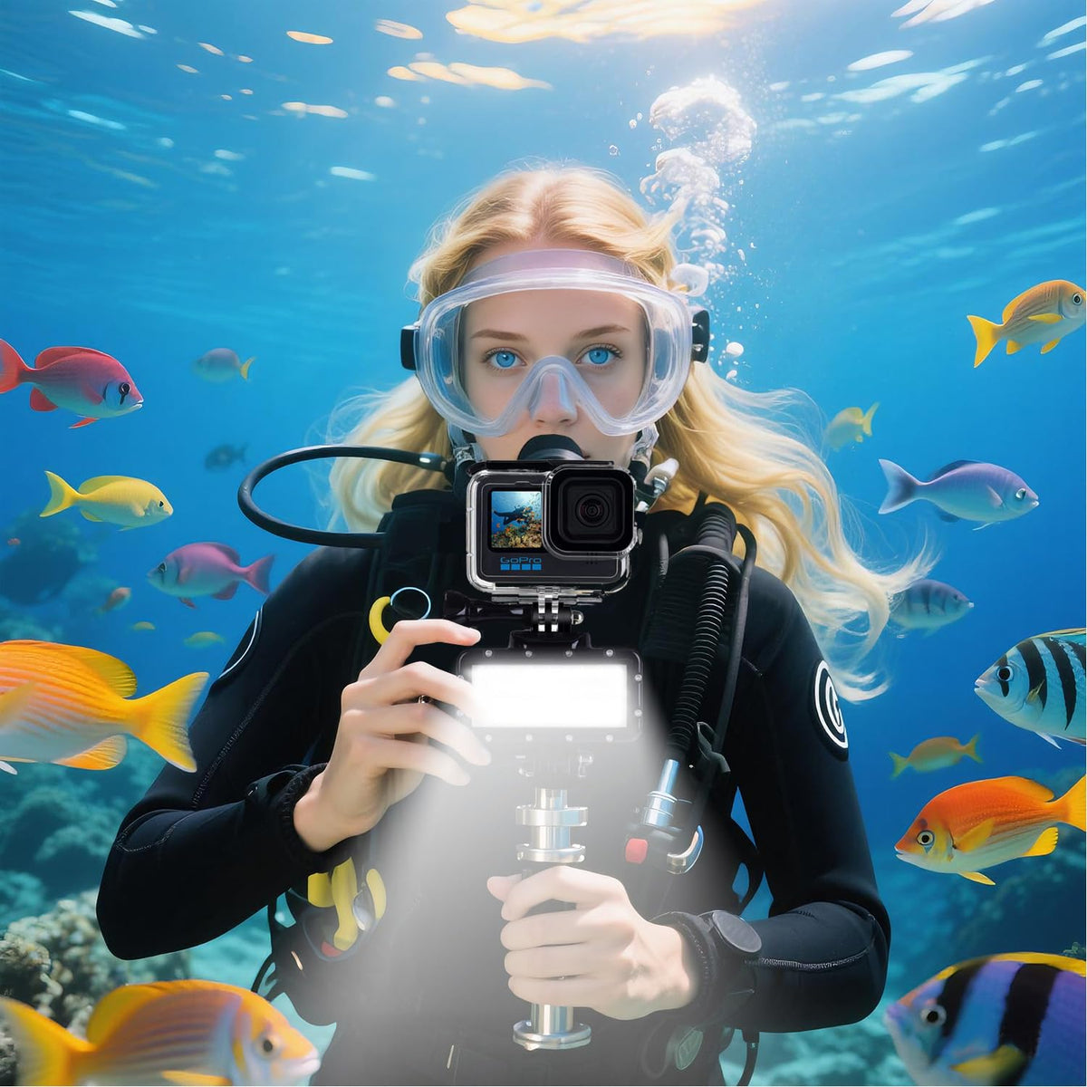 Luz LED subacuática Suptig para GoPro — Regulable, hasta 45 m