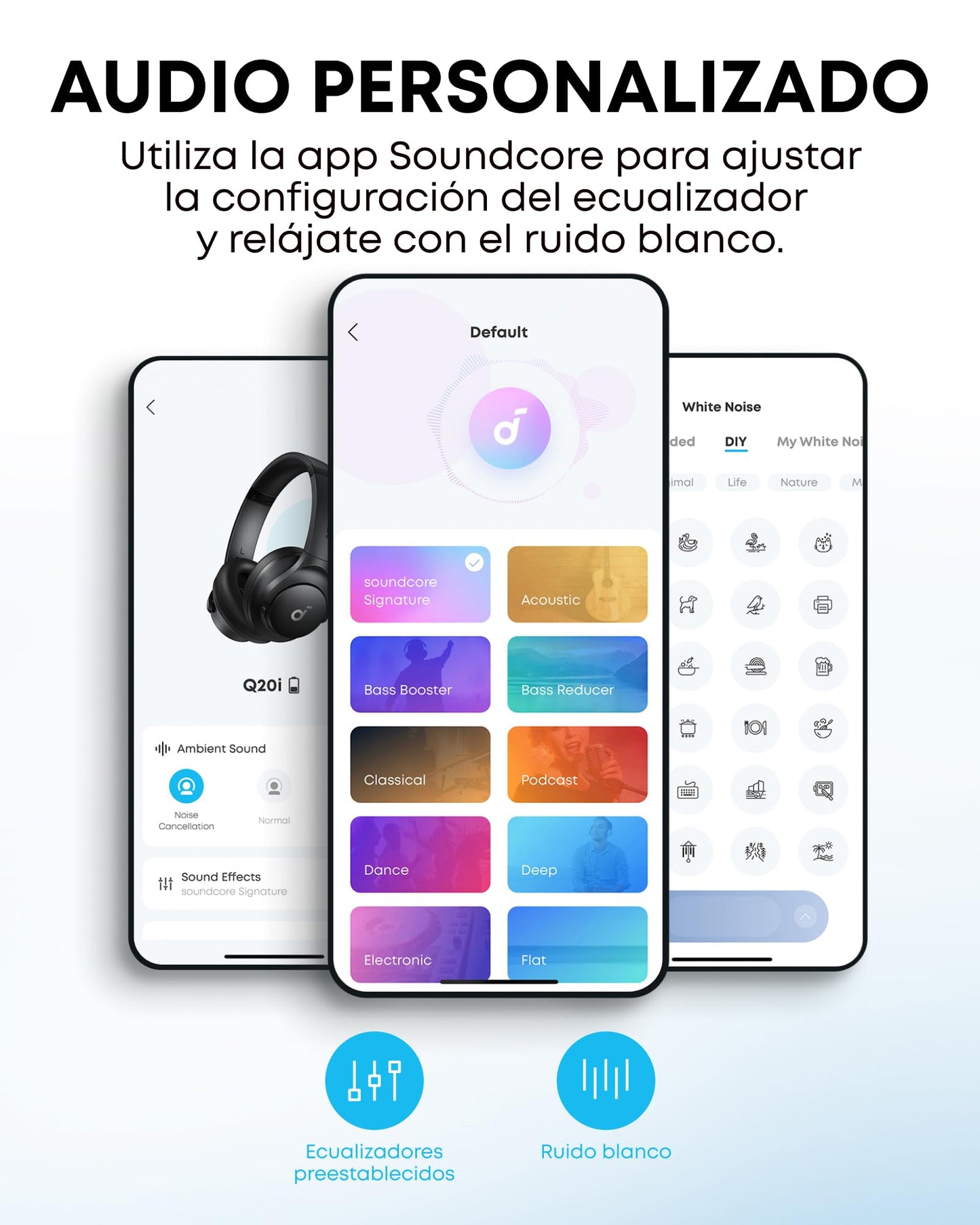 Soundcore Q20i Cascos Inalámbricos Bluetooth con Cancelación de Ruido Activa Híbrida by Anker, Reproducción ANC 40 Horas