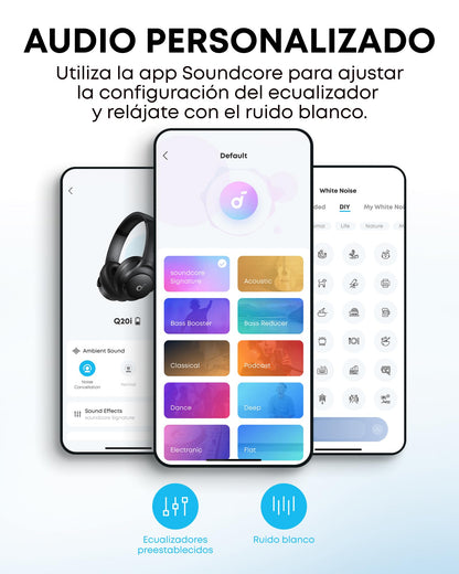 Soundcore Q20i Cascos Inalámbricos Bluetooth con Cancelación de Ruido Activa Híbrida by Anker, Reproducción ANC 40 Horas