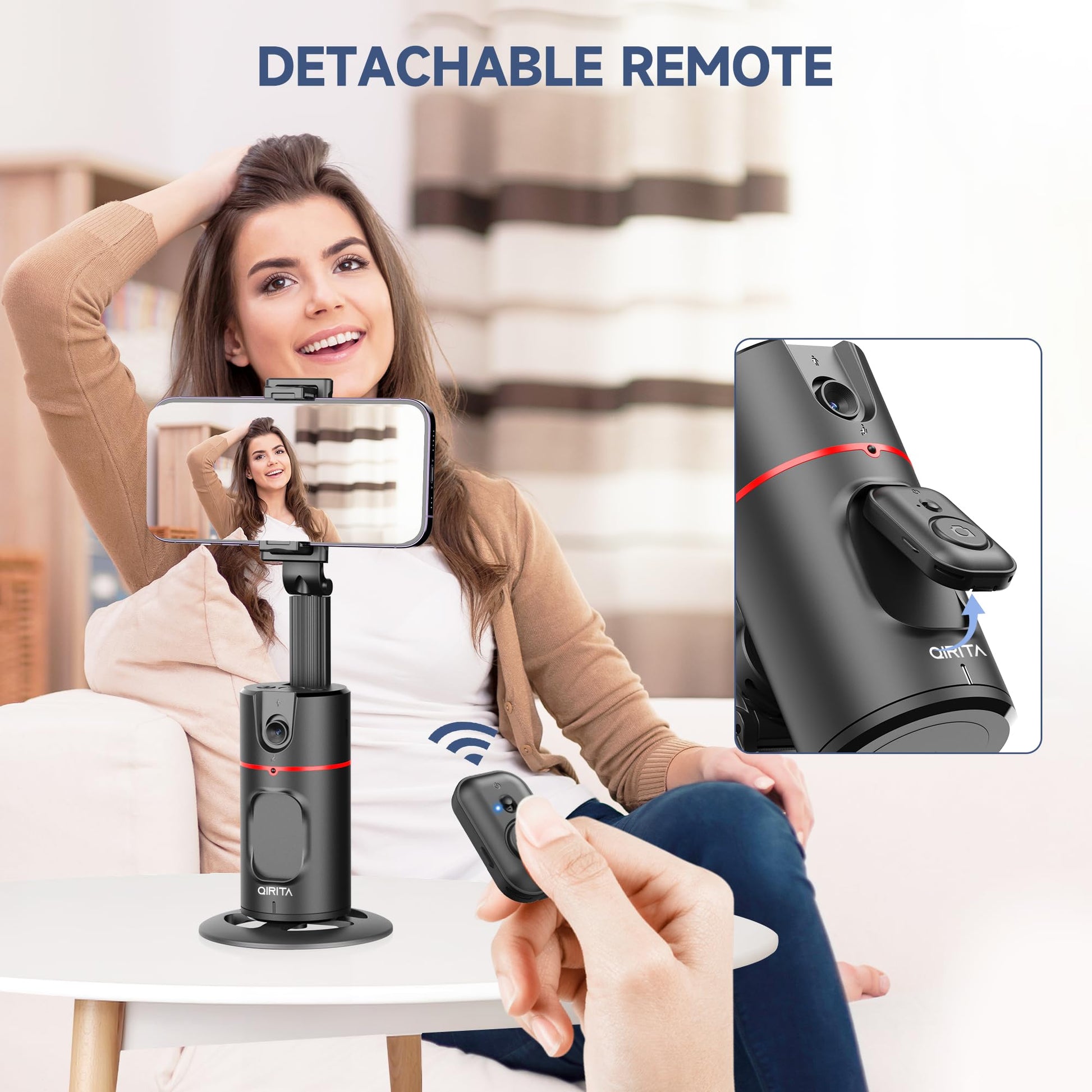 Trípode para Smartphone, Extensible, Soporte para teléfono móvil con función de Seguimiento de 360° de la Cara y Mando a Distancia, no Requiere aplicación - SacrificioShop