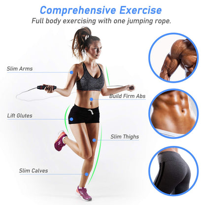 Cuerda para Saltar con Mango Antideslizante de Espuma Suave Cuerda Ajustable Libre y Rodamientos de Bolas de Rápidos para Fitness, Ejercicio de Intervalos, Crossfit