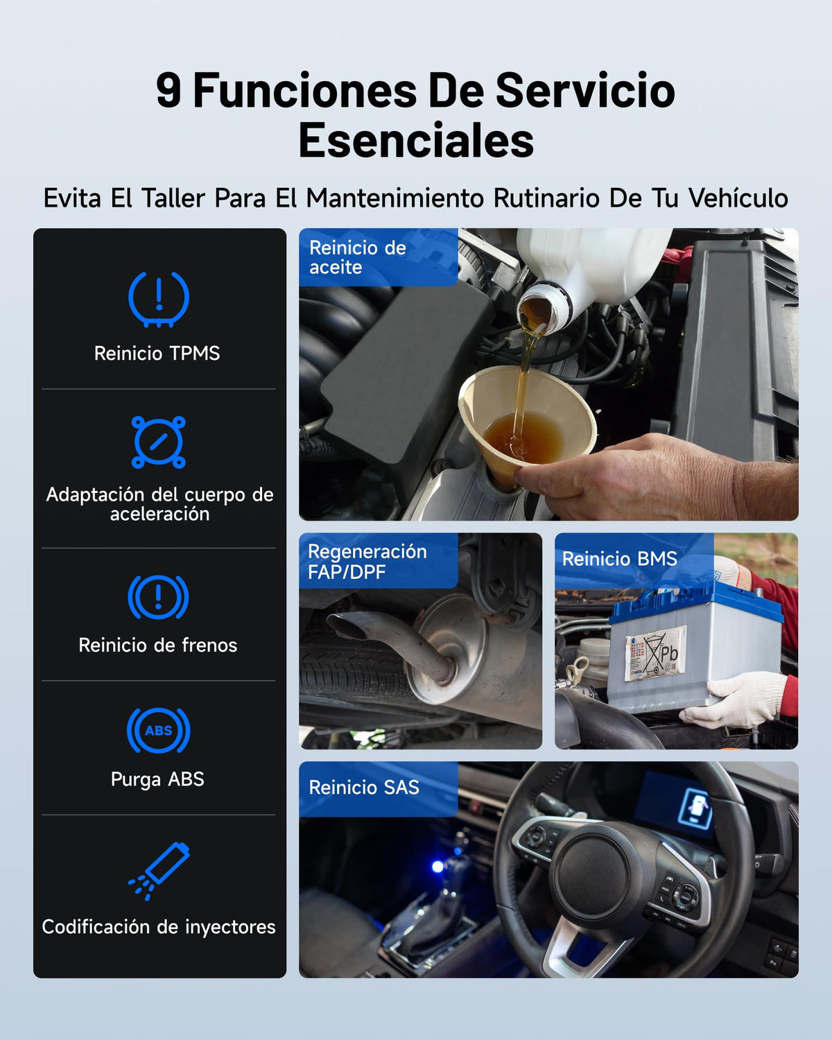 TOPDON AD600S obd2 Diagnosis con 4 Sistemas y 9 Funciones de Reinicio