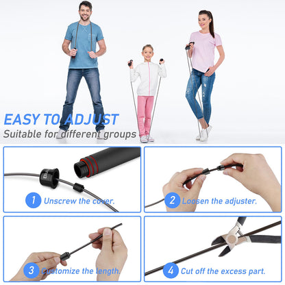 Cuerda para Saltar con Mango Antideslizante de Espuma Suave Cuerda Ajustable Libre y Rodamientos de Bolas de Rápidos para Fitness, Ejercicio de Intervalos, Crossfit