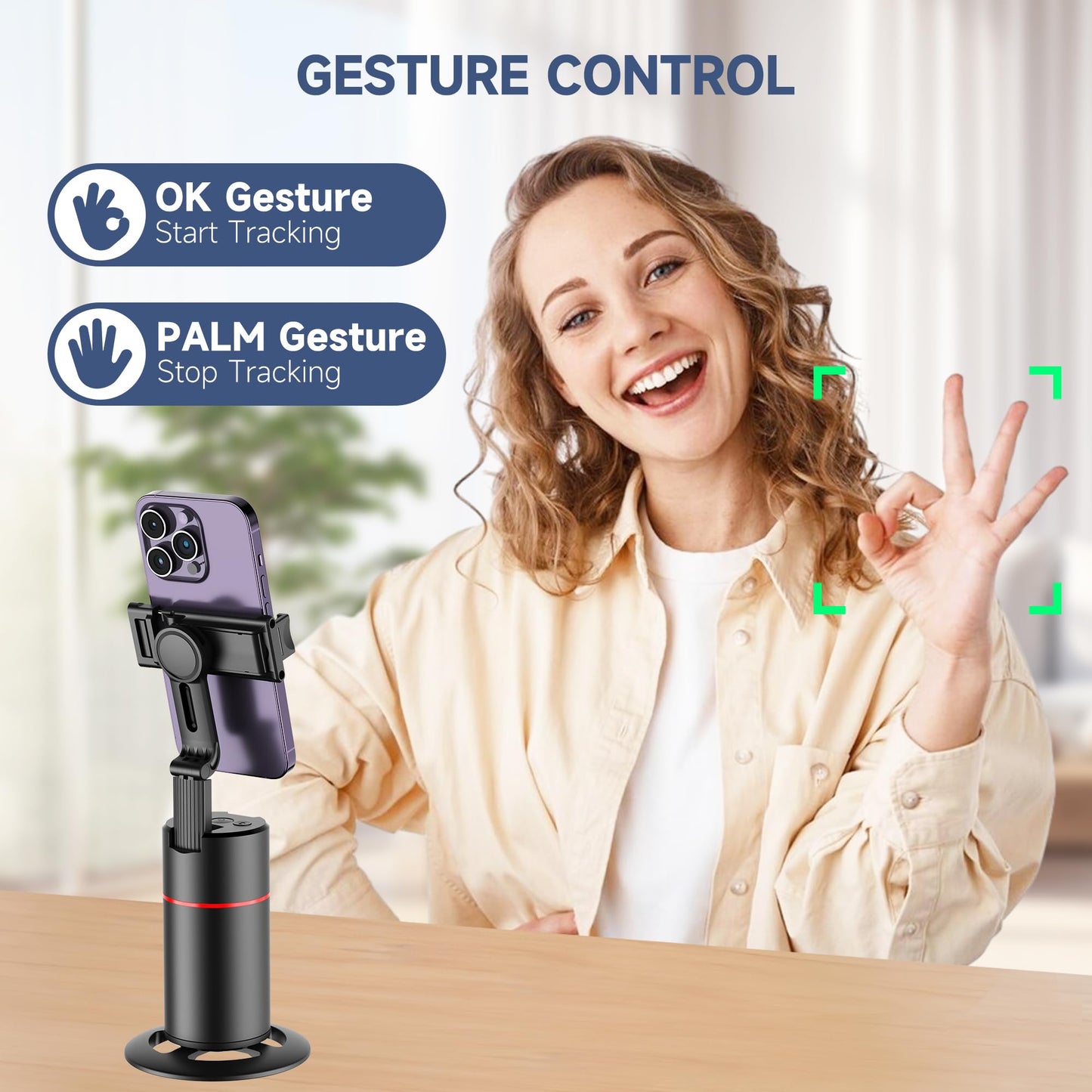 Trípode para Smartphone, Extensible, Soporte para teléfono móvil con función de Seguimiento de 360° de la Cara y Mando a Distancia, no Requiere aplicación - SacrificioShop