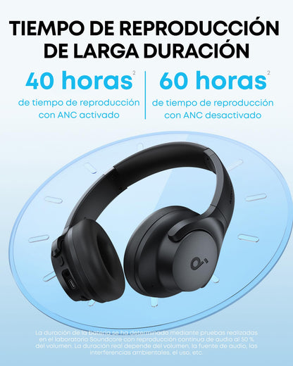 Soundcore Q20i Cascos Inalámbricos Bluetooth con Cancelación de Ruido Activa Híbrida by Anker, Reproducción ANC 40 Horas