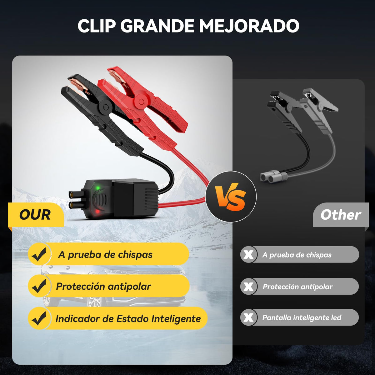 Arrancador portátil YUSMAN 12 V con pantalla LCD y linterna LED