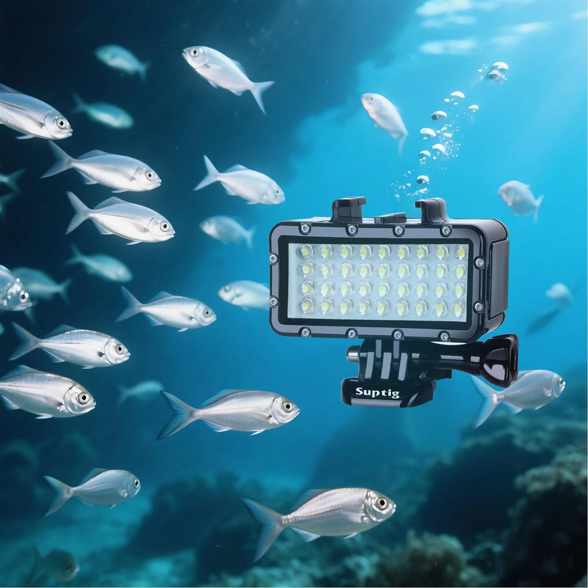 Luz LED subacuática Suptig para GoPro — Regulable, hasta 45 m