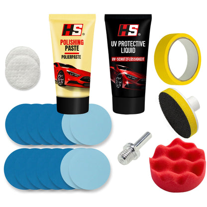 HS Pulir faros coche, Kit pulido faros coche, pulimento y protección UV