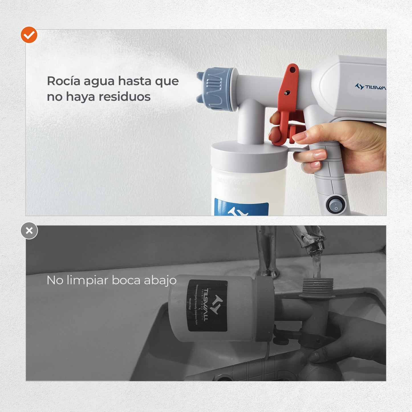 Tilswall Pistola Pintura Eléctrica con Cable Depósito 600ml