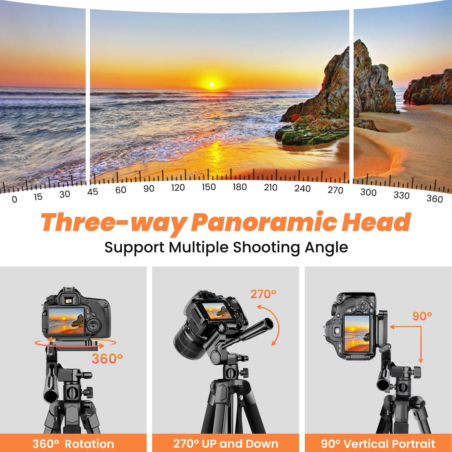 Nineigh 190cm Trípode Cámara, Trípode para Móvil con Columna Central Transversal, Ligero Trípode de Aluminio - SacrificioShop