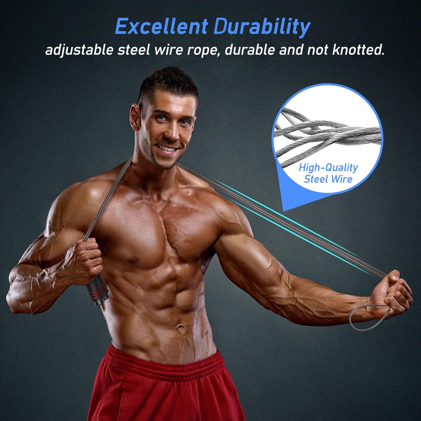 Cuerda para Saltar con Mango Antideslizante de Espuma Suave Cuerda Ajustable Libre y Rodamientos de Bolas de Rápidos para Fitness, Ejercicio de Intervalos, Crossfit