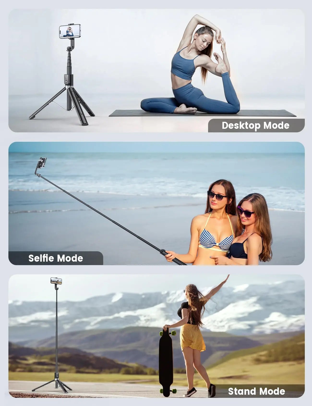 ANXRE Palo Selfie - 150CM Tripode para Movil con Control Remoto Desmontable para Teléfono Móvil, Compatible con iPhone 14 13 12 11 Pro XS MAX XR, Android, GoPro ANXRE