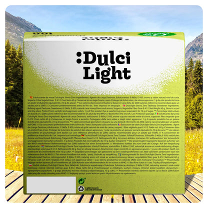 Dulcilight Estevia Granulada - 300 Sobres de Stevia 100% Sabor Natural Zero Calorías 1 sobre = 2 cdas de Azúcar Edulcorante Sustituto del Azúcar con Fibra Vegetal No GMO Keto Vegano Libre de Gluten DULCI LIGHT DULCE Y FAVORABLE