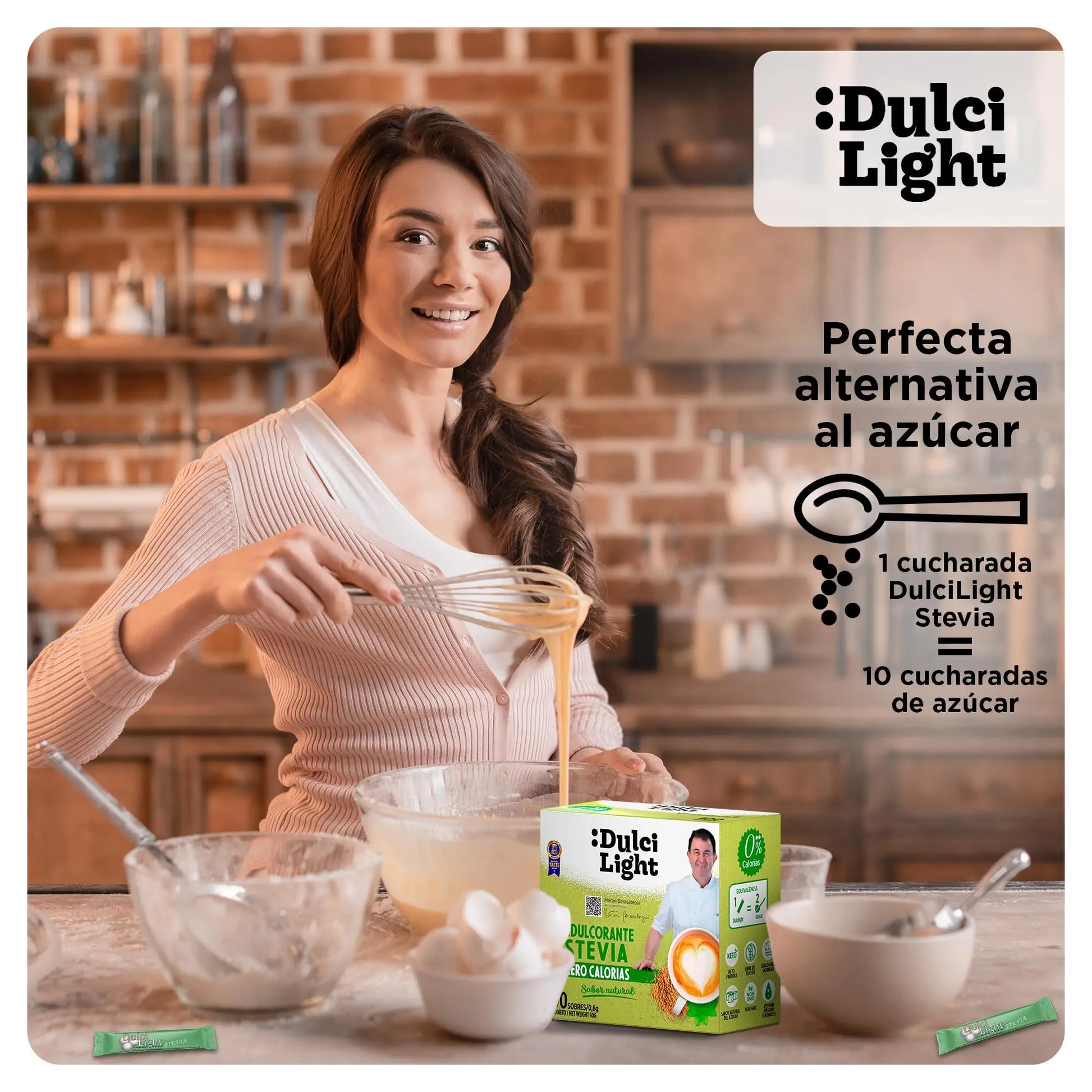 Dulcilight Estevia Granulada - 300 Sobres de Stevia 100% Sabor Natural Zero Calorías 1 sobre = 2 cdas de Azúcar Edulcorante Sustituto del Azúcar con Fibra Vegetal No GMO Keto Vegano Libre de Gluten DULCI LIGHT DULCE Y FAVORABLE