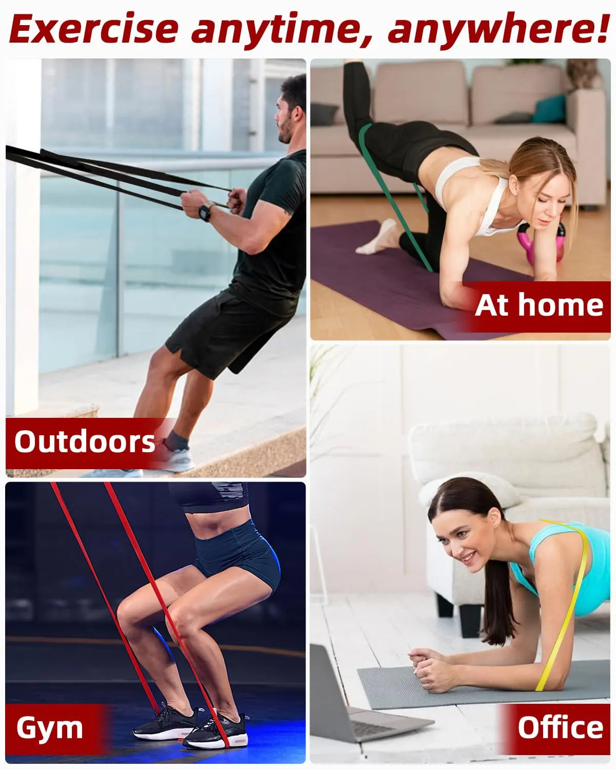 FAOKZE Bandas de Resistencia con 5 Niveles de Resistencia, con Anclaje para Puerta, Bolsa de Transporte FAOKZE