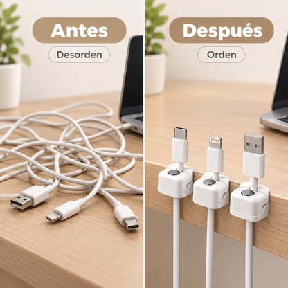 Organizador Magnético de Cables Adhesivo | Pack de 6 Unidades