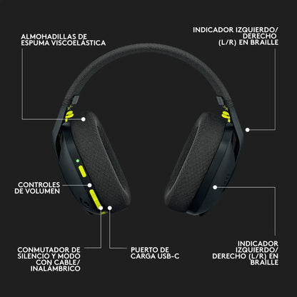 Logitech G G435 Auriculares Inalámbricos LIGHTSPEED para Gaming, Ligeros, micrófono integrado, Batería de 18 horas, Compatibles con Dolby Atmos, Bluetooth, PC, PS4, PS5, Móvil, Nintendo Switch - Negro Logitech G