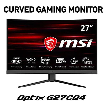 MSI Optix G27CQ4-006 - Monitor de Gaming, 27 Pulgadas, WQHD (2560 x 1440), Panel VA, 165 Hz, 1 ms, AMD FreeSync, HDMI, DP MSI
