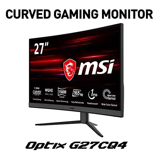 MSI Optix G27CQ4-006 - Monitor de Gaming, 27 Pulgadas, WQHD (2560 x 1440), Panel VA, 165 Hz, 1 ms, AMD FreeSync, HDMI, DP MSI