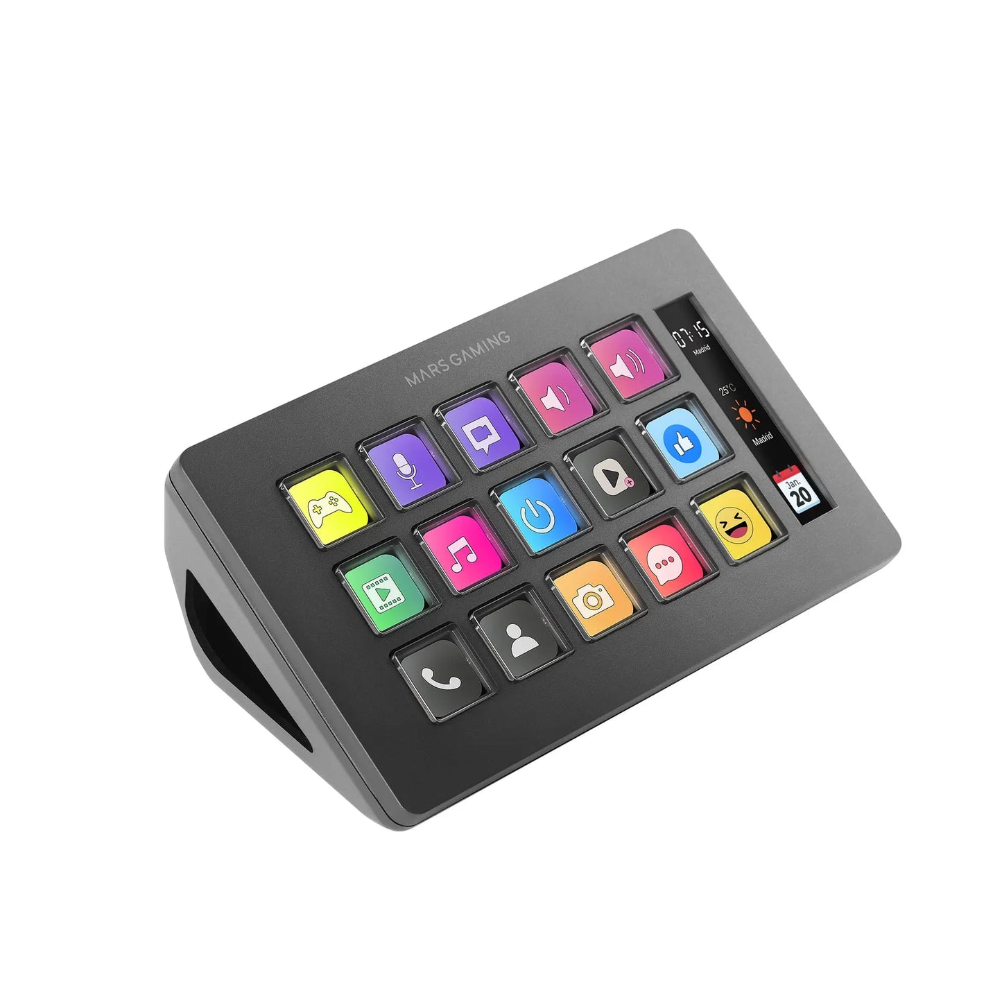 Mars Gaming MSD-ONE, Control Deck Slim, 15 Teclas LCD Personalizables, Pantalla LCD Ampliada, Software de Control y Plug-ins, Control Deck Compacto con Diseño Slim Ergonómico, Windows y MacOS, Negro Mars Gaming