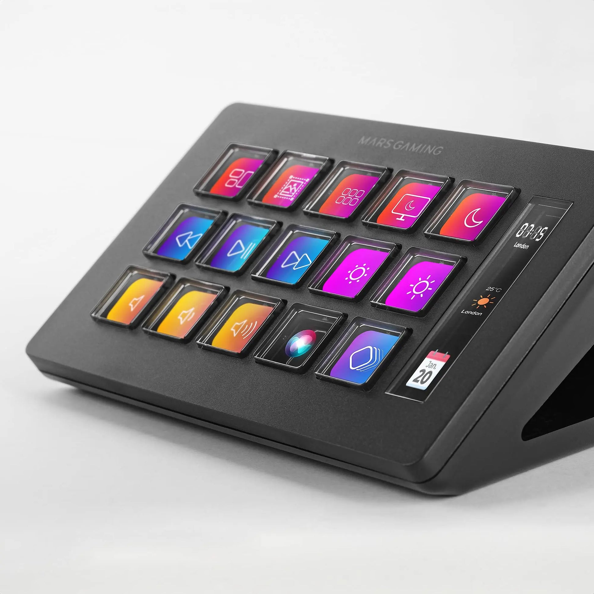Mars Gaming MSD-ONE, Control Deck Slim, 15 Teclas LCD Personalizables, Pantalla LCD Ampliada, Software de Control y Plug-ins, Control Deck Compacto con Diseño Slim Ergonómico, Windows y MacOS, Negro Mars Gaming