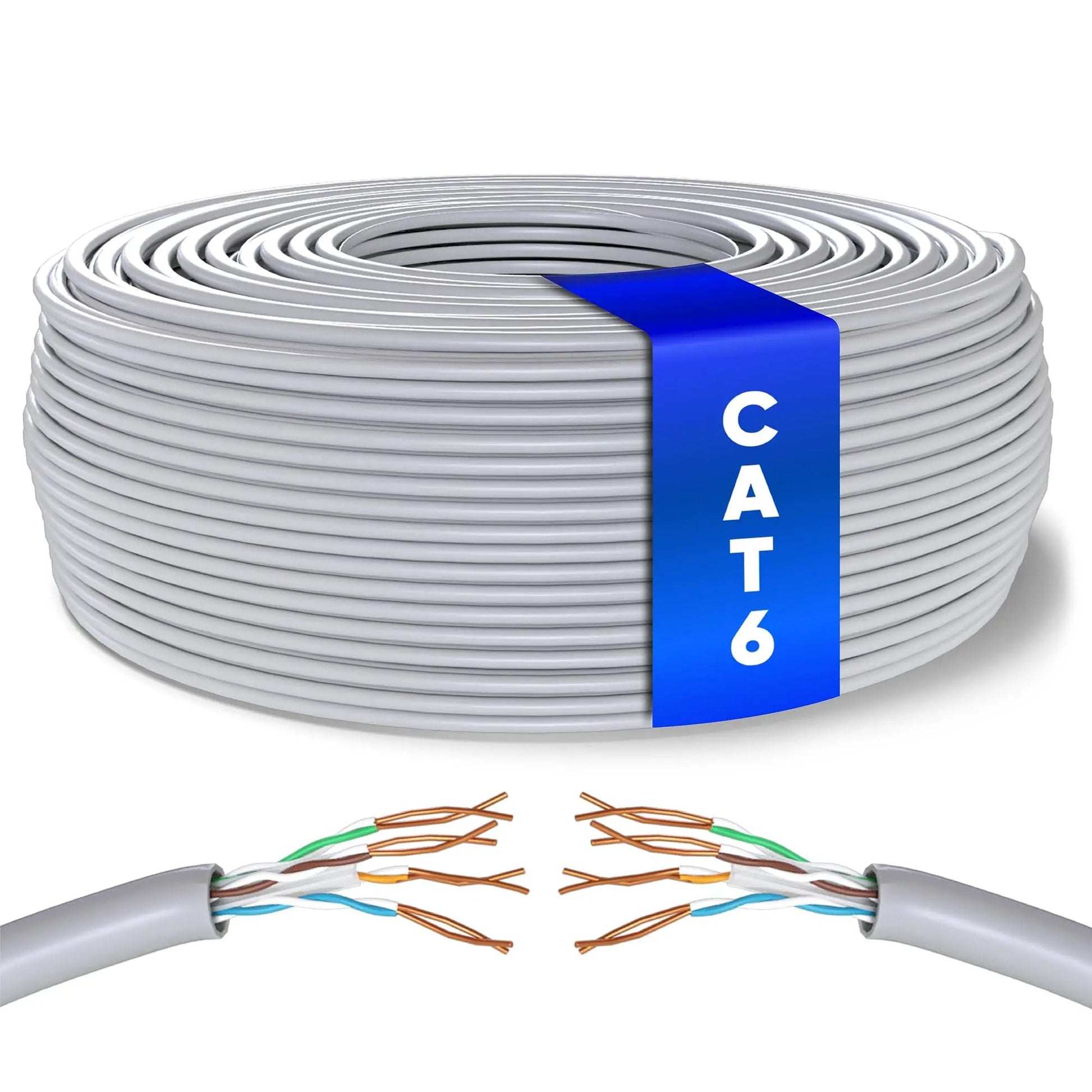 Mr. Tronic Granel Cable Ethernet Cat 6 De 100m, Bulk Cable de Red LAN Para Internet Rápida & Fiable - AWG24 Cat6 a Granel, 1 Gbps Internet 250 MHz UTP CCA (100 Metros, Gris) Mr. Tronic