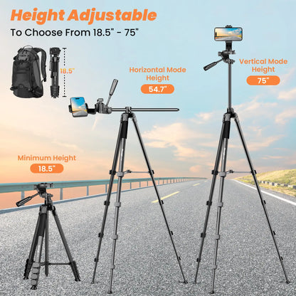 Nineigh 190cm Trípode Cámara, Trípode para Móvil con Columna Central Transversal, Ligero Trípode de Aluminio - SacrificioShop