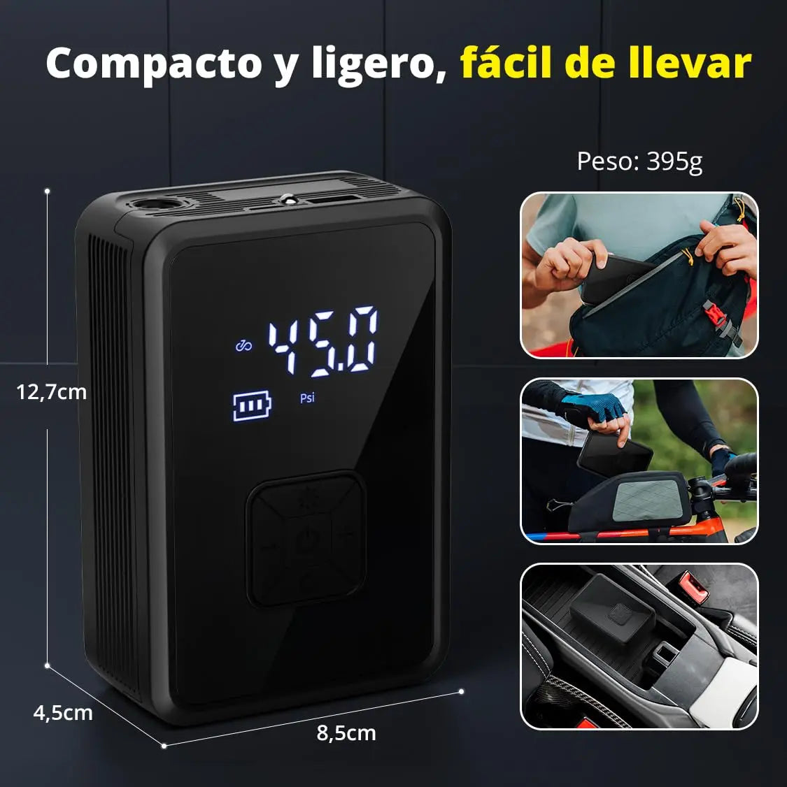 Oasser Inflador de neumáticos inalámbrico, compresor de aire, bomba de neumáticos de coche, 150 PSI, luz LED para coche, bicicleta, motocicleta, pelota Oasser