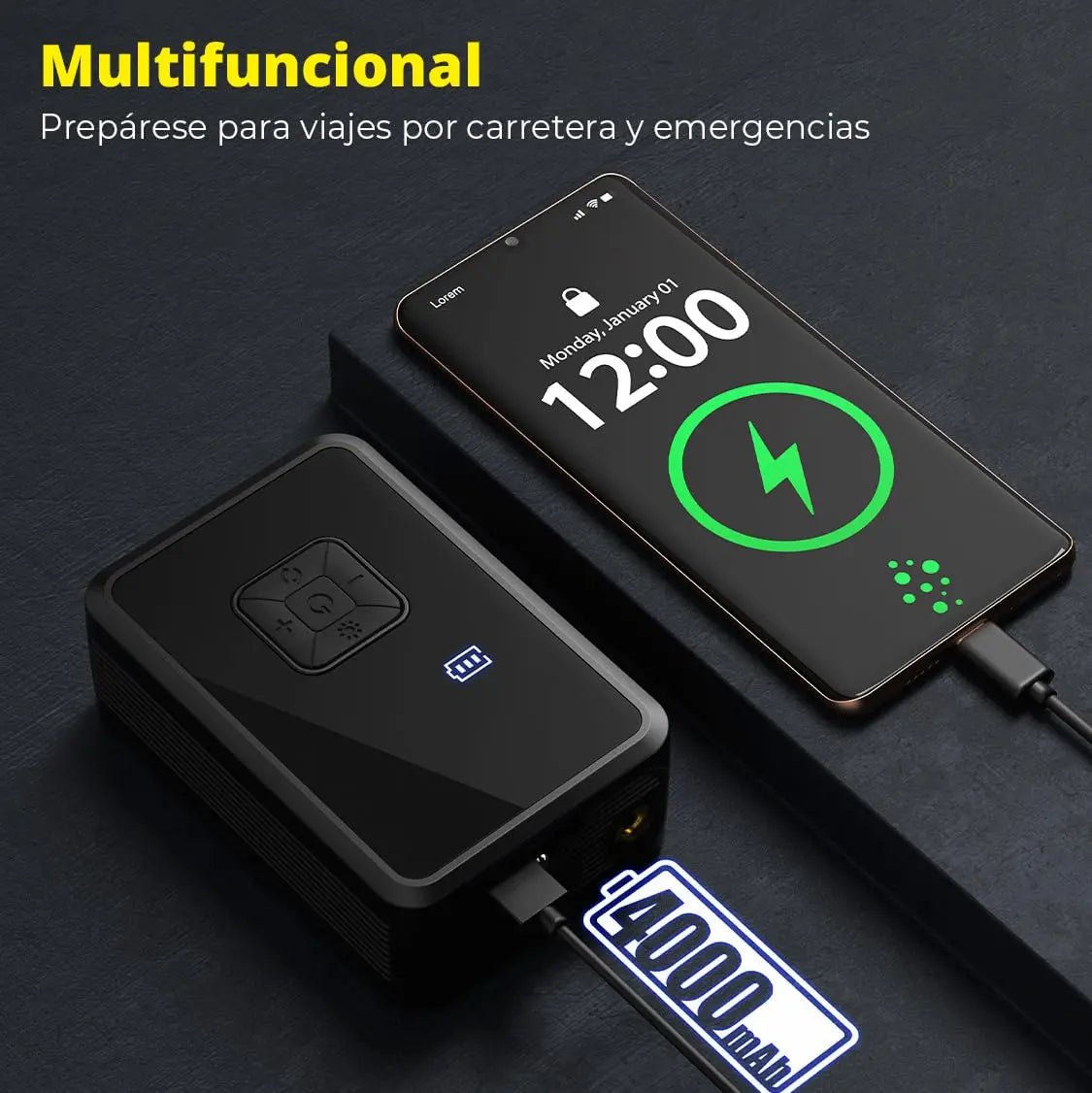 Oasser Inflador de neumáticos inalámbrico, compresor de aire, bomba de neumáticos de coche, 150 PSI, luz LED para coche, bicicleta, motocicleta, pelota Oasser