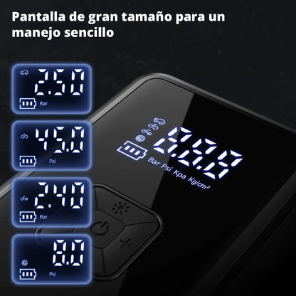 Oasser Inflador de neumáticos inalámbrico, compresor de aire, bomba de neumáticos de coche, 150 PSI, luz LED para coche, bicicleta, motocicleta, pelota Oasser