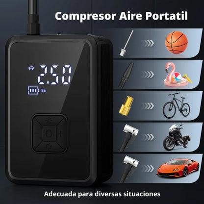 Oasser Inflador de neumáticos inalámbrico, compresor de aire, bomba de neumáticos de coche, 150 PSI, luz LED para coche, bicicleta, motocicleta, pelota Oasser
