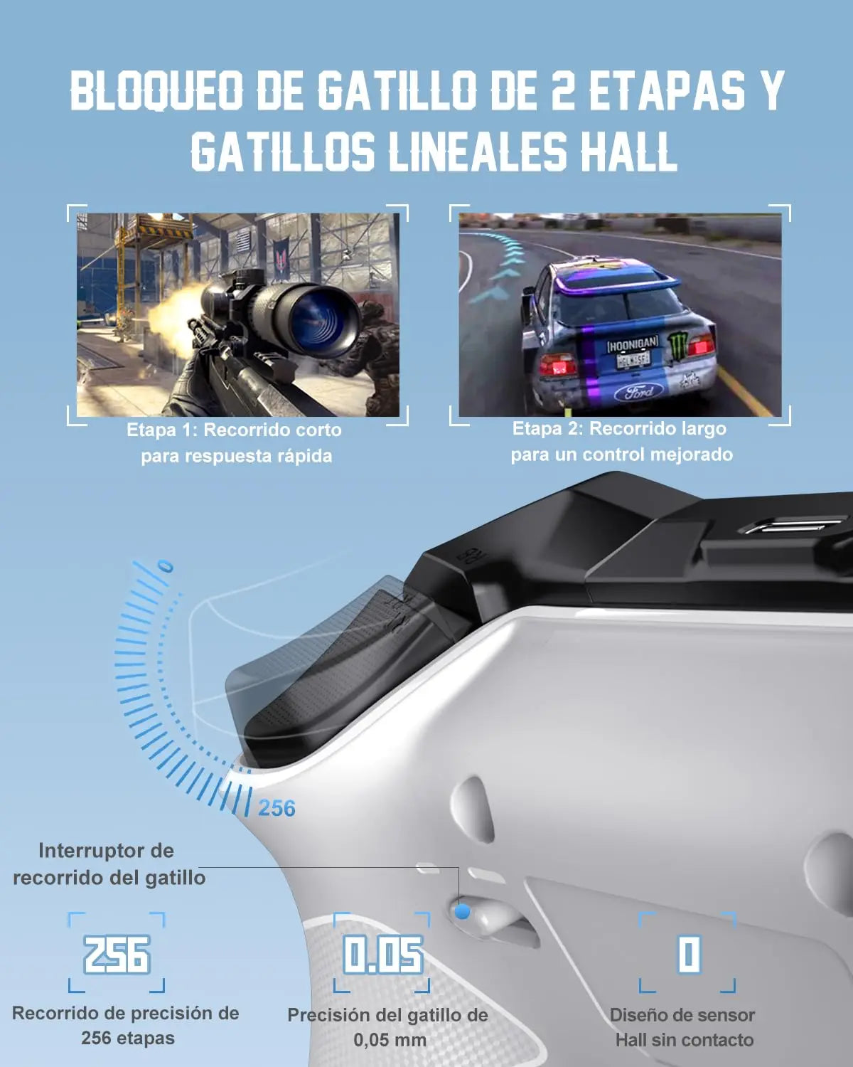 PXN P5 Mando PC Switch Inalámbrico 2025 – Hall Effect Joystick & Trigger, 4 Macro, 3 Modos (2.4G/BT/SW), Doble Vibración, Turbo, 1000mAh, App – Mando para PC, Switch, Android, iOS & Steam Deck PXN