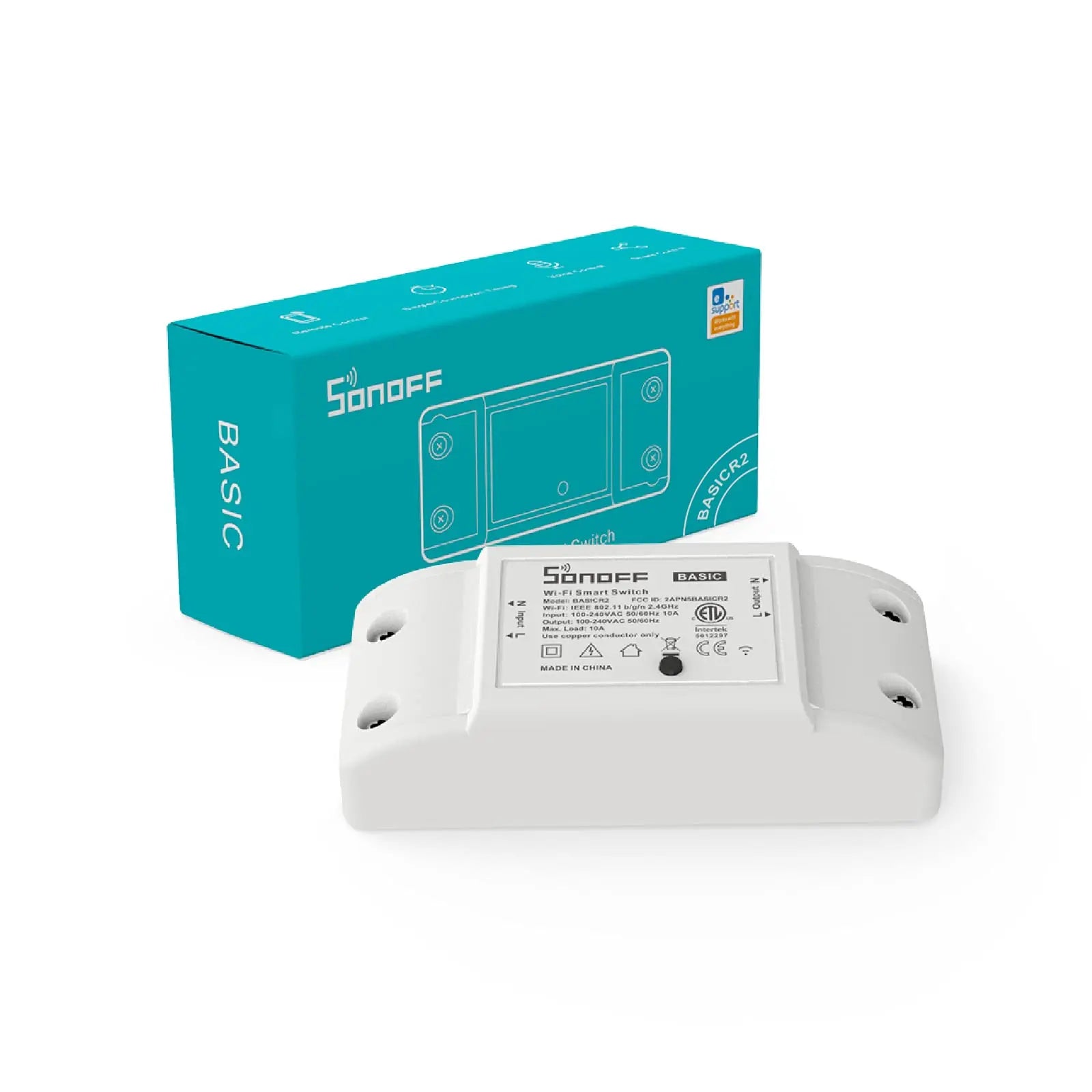 SONOFF BASICR2 10 A Interruptor Inalámbrico Wi-Fi Inteligente, Módulo Universal para Bricolaje para Solución de Automatización Domótica. SONOFF