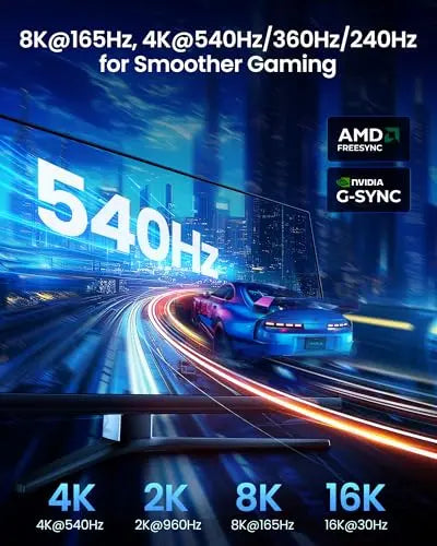 Silkland 16K Cable DisplayPort 2.1[Certificado VESA], 4K@240Hz/165Hz/144Hz, 8K@165Hz, 2K@360Hz, 54Gbps Cable DP 2M Compatible con FreeSync,ç - SacrificioShop