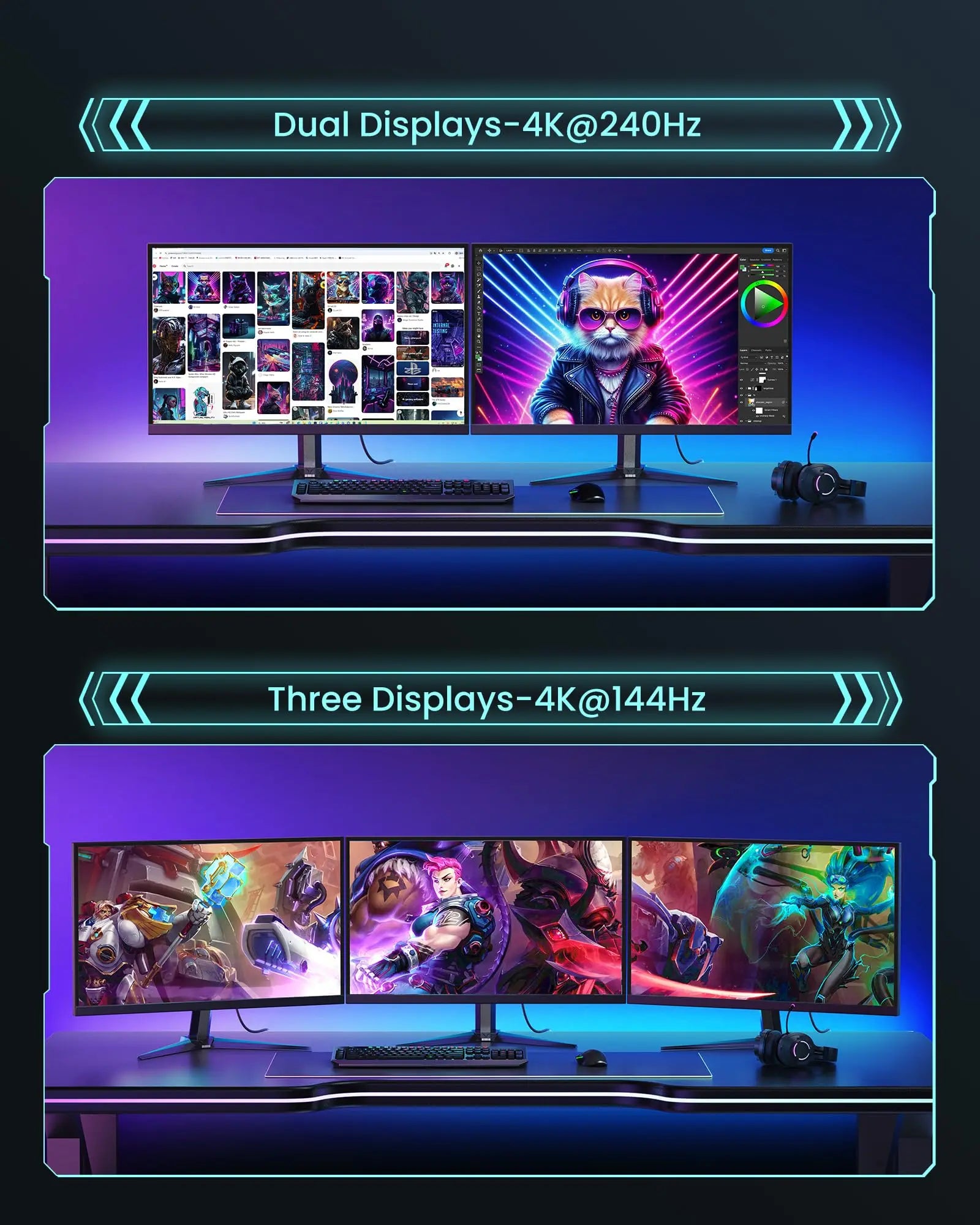 Silkland 16K Cable DisplayPort 2.1[Certificado VESA], 4K@240Hz/165Hz/144Hz, 8K@165Hz, 2K@360Hz, 54Gbps Cable DP 2M Compatible con FreeSync,ç Silkland