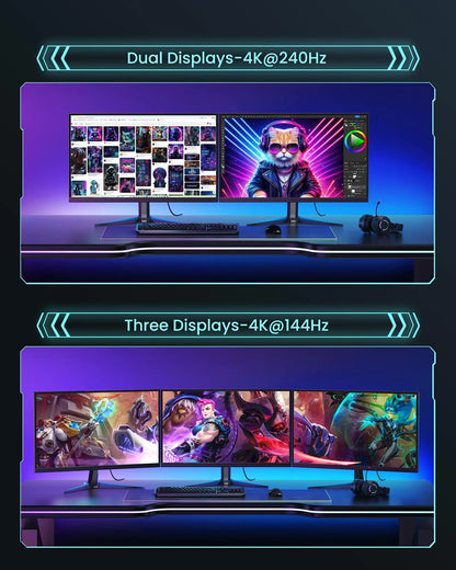 Silkland 16K Cable DisplayPort 2.1[Certificado VESA], 4K@240Hz/165Hz/144Hz, 8K@165Hz, 2K@360Hz, 54Gbps Cable DP 2M Compatible con FreeSync,ç Silkland