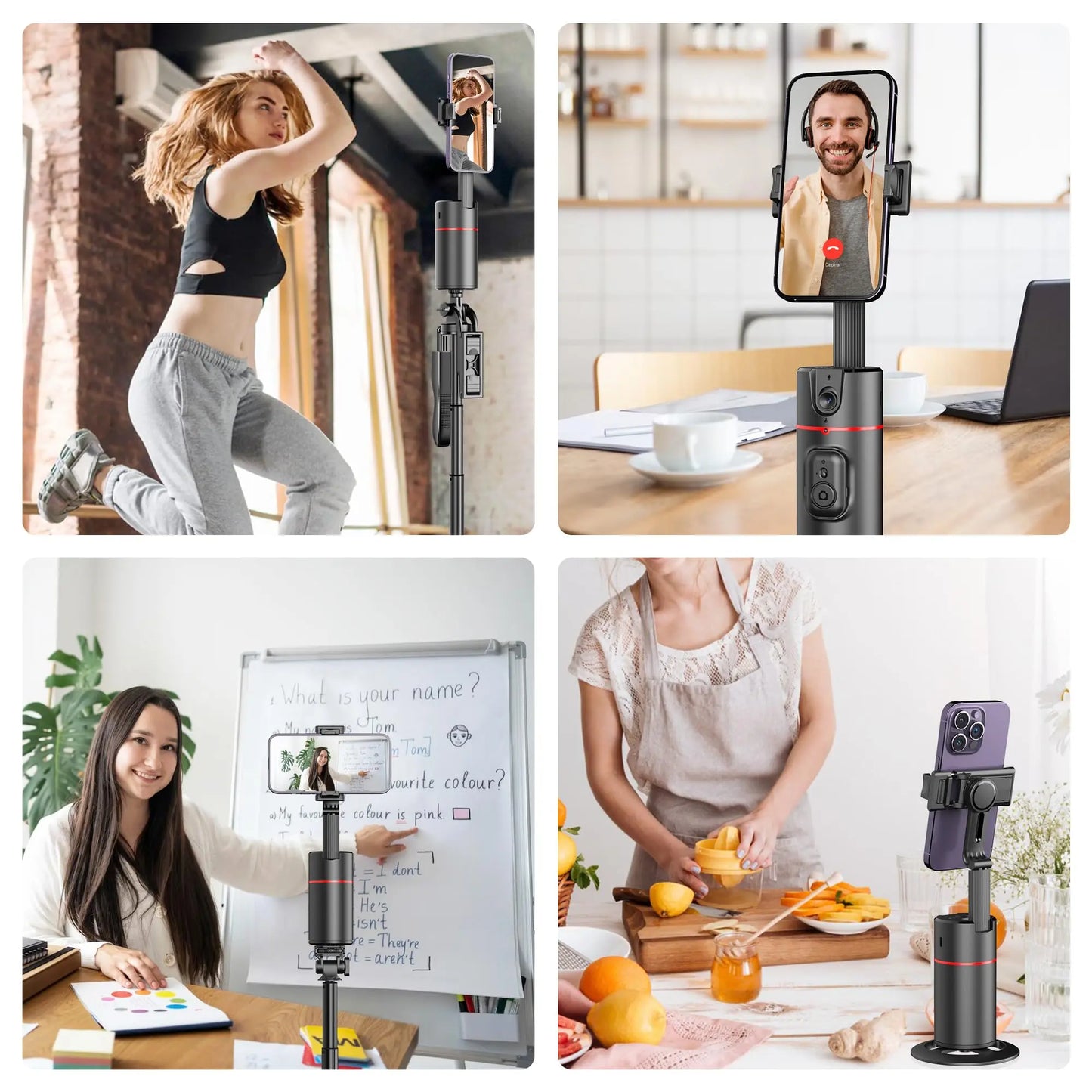 Trípode para Smartphone, Extensible, Soporte para teléfono móvil con función de Seguimiento de 360° de la Cara y Mando a Distancia, no Requiere aplicación - SacrificioShop