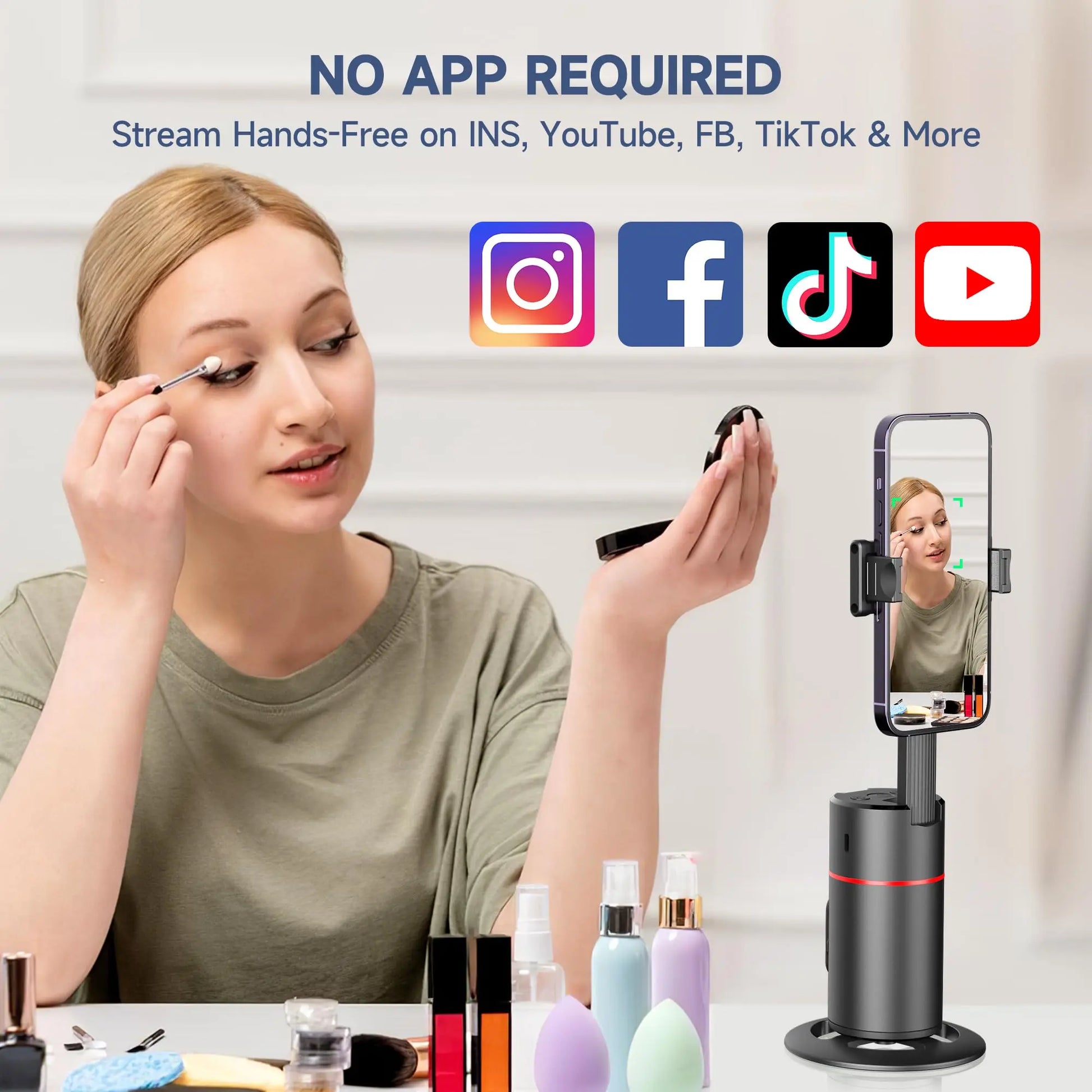 Trípode para Smartphone, Extensible, Soporte para teléfono móvil con función de Seguimiento de 360° de la Cara y Mando a Distancia, no Requiere aplicación - SacrificioShop