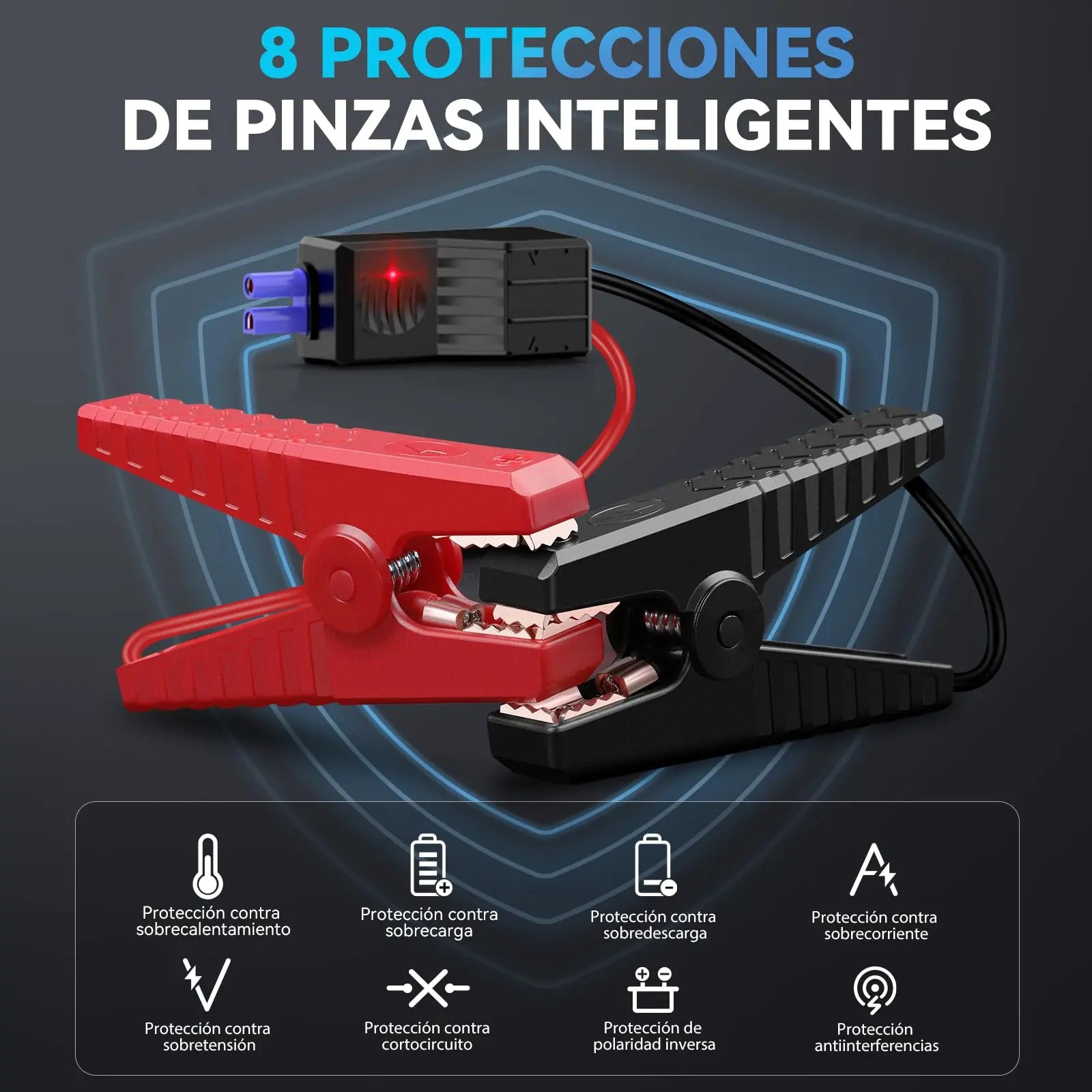 YUSMAN Arrancador de Baterias de Coches, 4500A 12V para 7L de Gasolina o 5L de Diésel, Arrancador Coche Portatil con Pantalla LCD, Jump Starter con 3 Modos LED, Carga Rápid YUSMAN